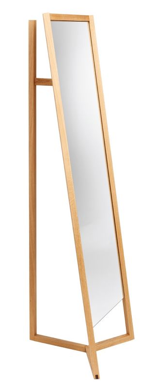 Schönbuch Club Standspiegel mit Garderobe aus hellem Holz, freistehend und modern.